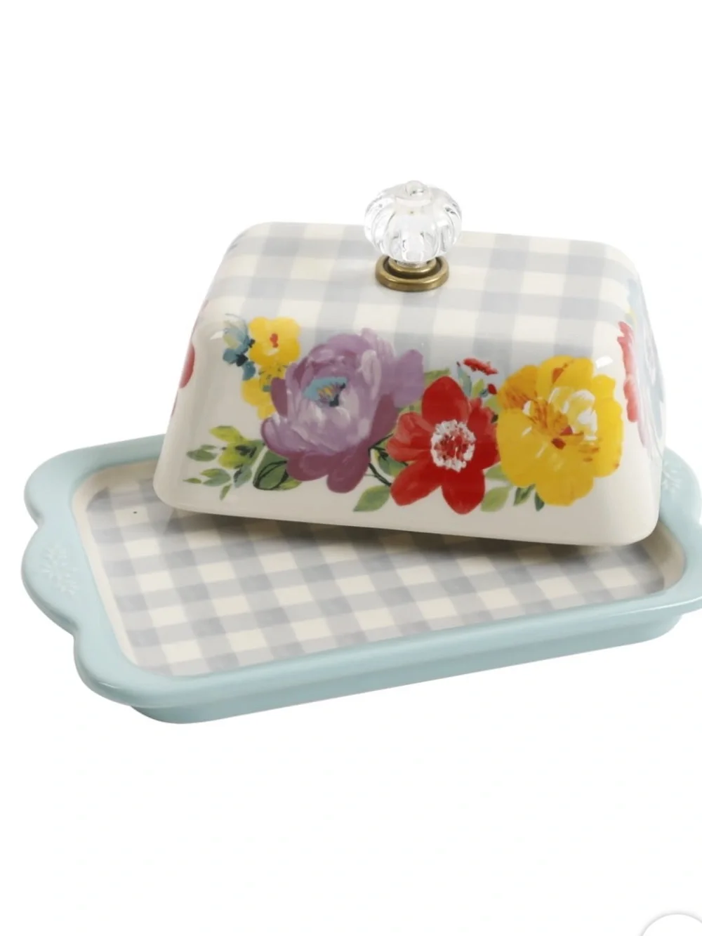 The Pioneer Woman Sweet Romance Ceramic Double Stick Blue Butter Dish